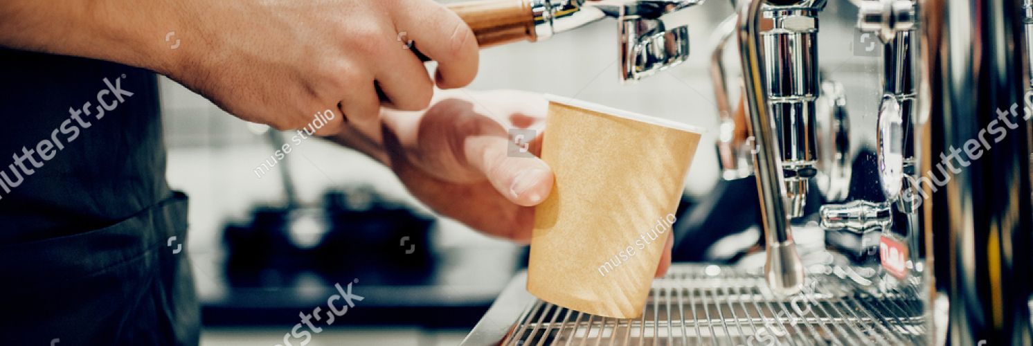 stock photo a small coffee business makes espresso americano with a takeaway a professional barista prepares 1933453838