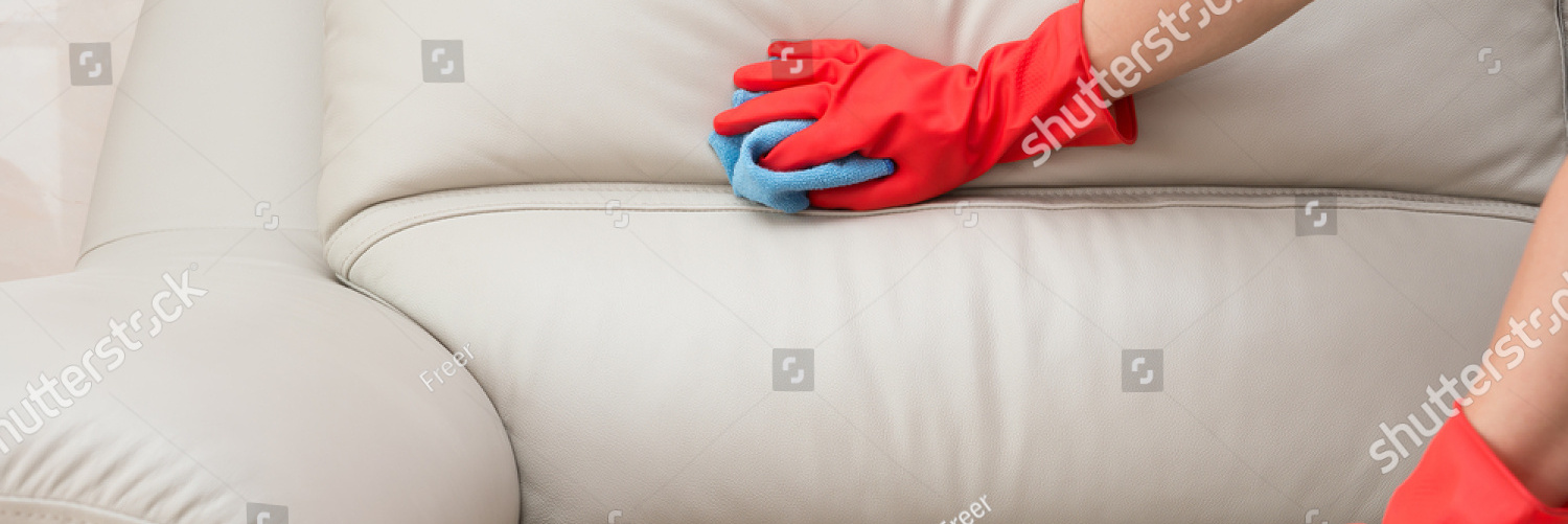 stock photo cleaning leather sofa at home 433614400