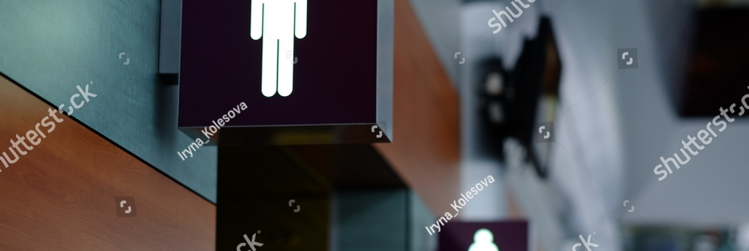 stock photo entrance to the male and female toilet sign in airport 418715071