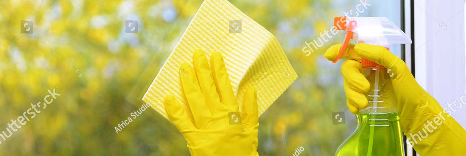 stock photo hands with spray cleaning the window 166776692