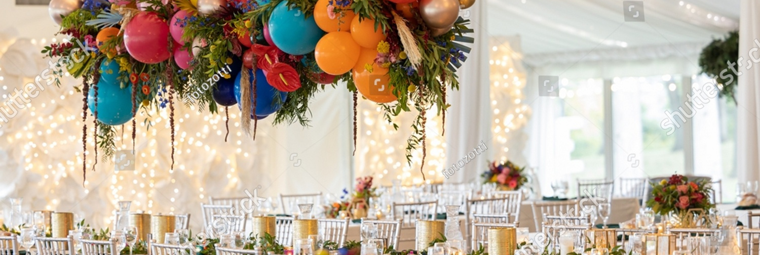 stock photo indoor decoration with the colorful balloons and flowers 2083003888