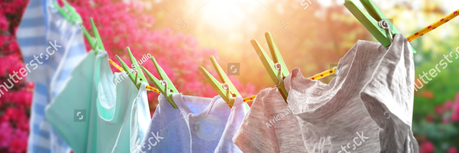 stock photo rope with clean clothes outdoors on laundry day 1060777088
