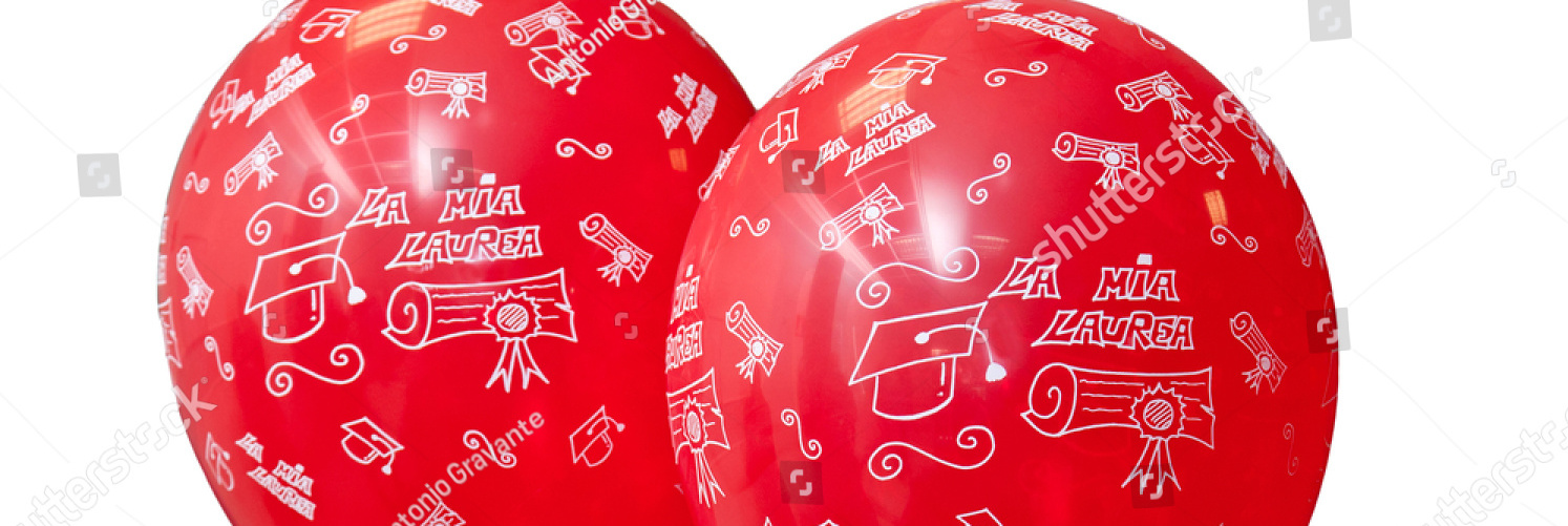 stock photo two red balloons to celebrate graduation day on white background the graduate 246523144